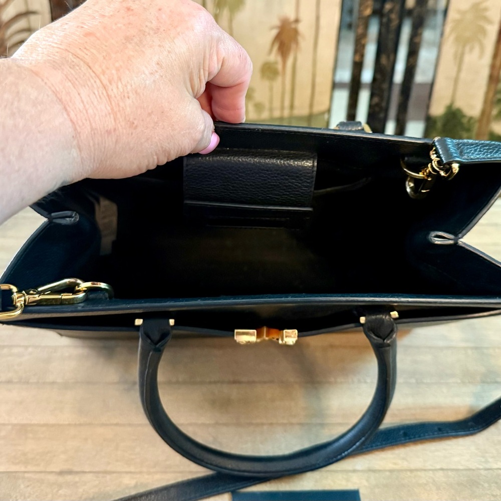 Versace Black Grained Calfskin Leather Virtus Satchel Top Handle Bag Tote Purse - Picture 15 of 15